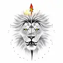 angry lion with lightning and scorpion background tattoo design idea