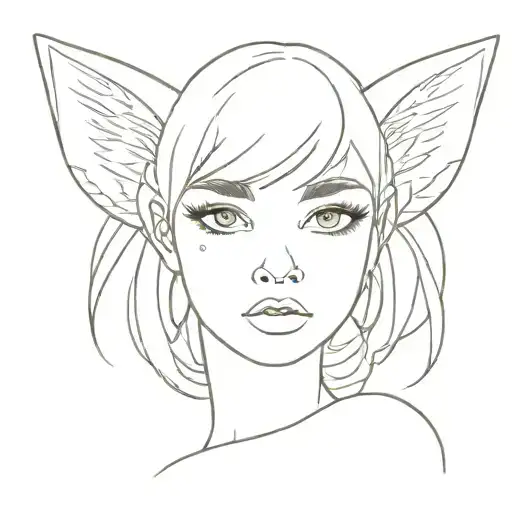 girl with fox ears and big eyes tattoo design idea