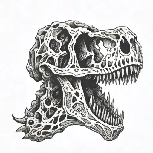 fossil dinosaur skull tattoo design idea