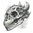 fossil dinosaur skull tattoo design idea