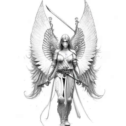 angel warrior tattoo design idea