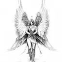 angel warrior tattoo design idea