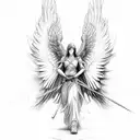 angel warrior tattoo design idea