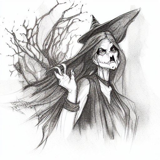 Scary witch tattoo design idea
