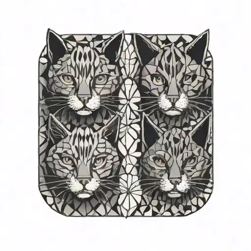 3 cat noses with 1 dog nose  tattoo design idea
