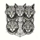 3 cat noses with 1 dog nose  tattoo design idea
