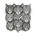 3 cat noses with 1 dog nose  tattoo design idea