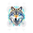 wolf with daisy and dawn tattoo design idea