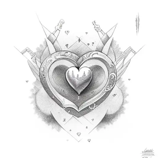 love pain eternally poetic in infinity shape with two hearts one heart up and the othe heart down tattoo design idea