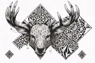 a deer head with horns   tattoo design idea