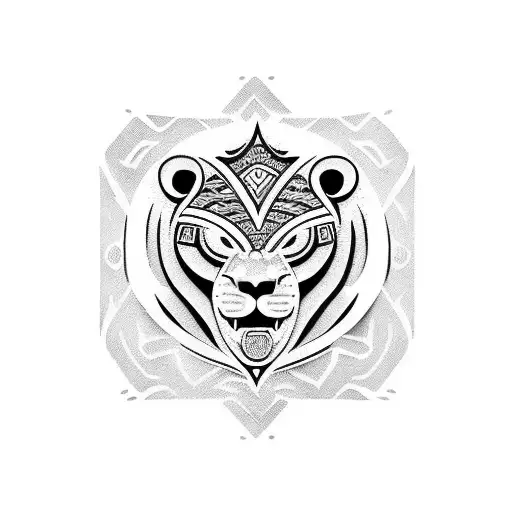 polynesian lion tattoo design idea