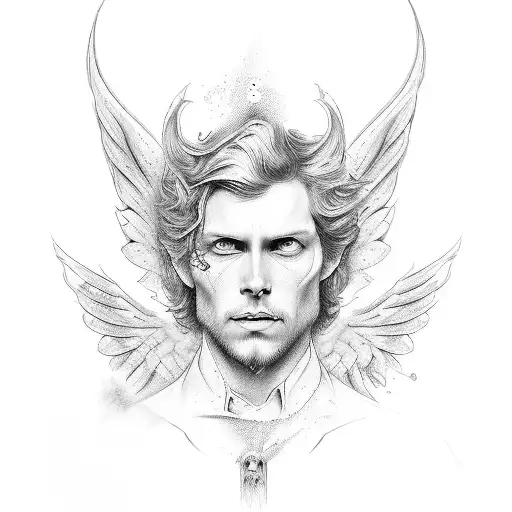 Cupidon half angel half hell tattoo design idea