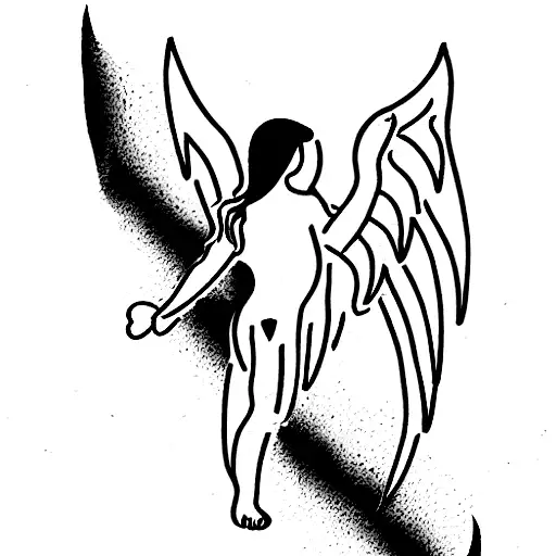 Cupidon half angel half hell tattoo design idea