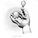 a hand of baby holding  balloons tattoo design idea