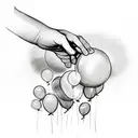 a hand of baby holding  balloons tattoo design idea