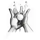 a hand of baby holding  balloons tattoo design idea