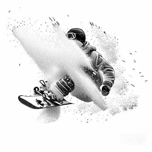 snowboarding powder tattoo design idea