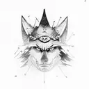 samurai, lone wolf, lost wandering boy in a dark forest combined together tattoo design idea