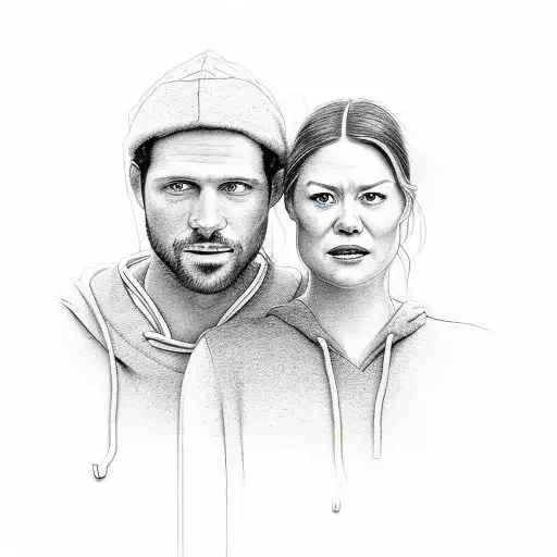 A portrait of a couple embracing each other, inspired by Grey's Anatomy, showcasing their love and togetherness tattoo design idea
