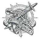 tomahawk and musket symbol  tattoo design idea