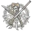 tomahawk and musket symbol  tattoo design idea