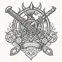 tomahawk and musket symbol  tattoo design idea