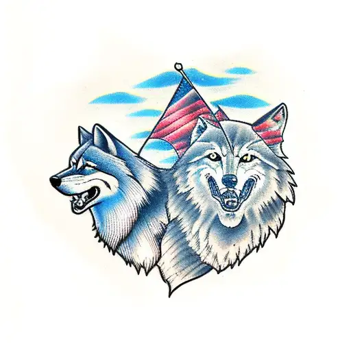 wolf dad memory  tattoo design idea