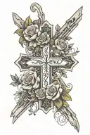 Cross With Mothers name and dead family members intertwined tattoo design idea