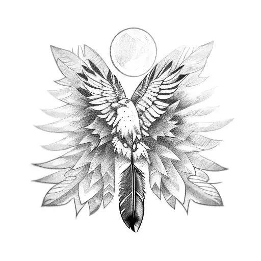 sage and and eagle feather  tattoo design idea