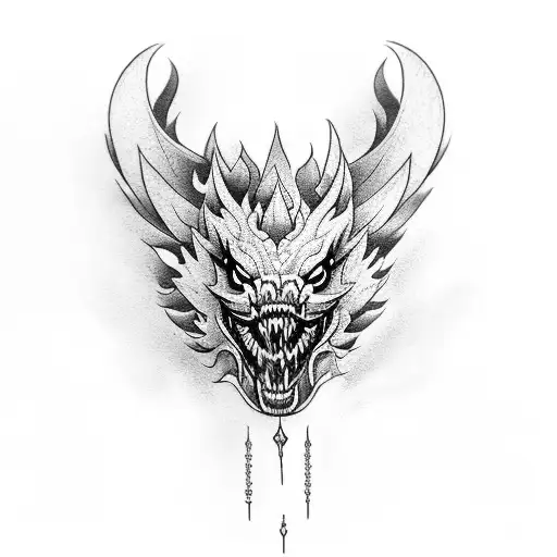 dragão chines com flores tattoo design idea