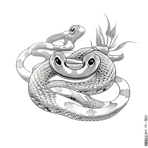 serpiente con flores tattoo design idea