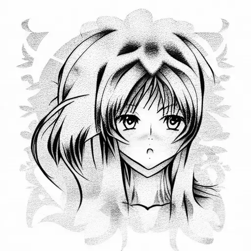 anime girl tattoo design idea