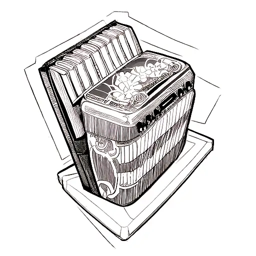 accordion with a floral pattern tattoo design idea