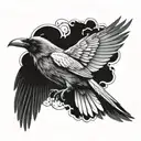 Raven and wings  tattoo design idea