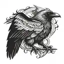 Raven and wings  tattoo design idea
