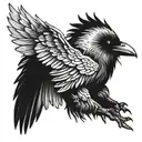Raven and wings  tattoo design idea