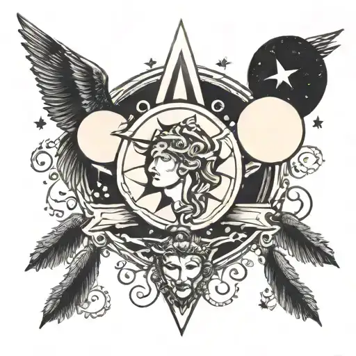 triple moon goddess tattoo design idea
