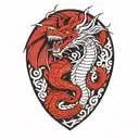 dragon with scarlet frenzy under it tattoo design idea