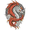 dragon with scarlet frenzy under it tattoo design idea