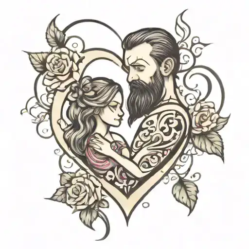 daddy daughter heart tattoo design idea