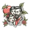 daddy daughter apple square tattoo design idea