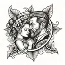 daddy daughter apple square tattoo design idea