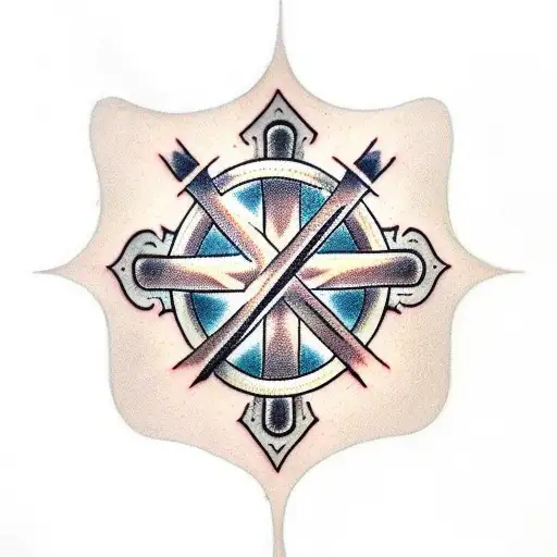Cross with crown of thorns tattoo design idea