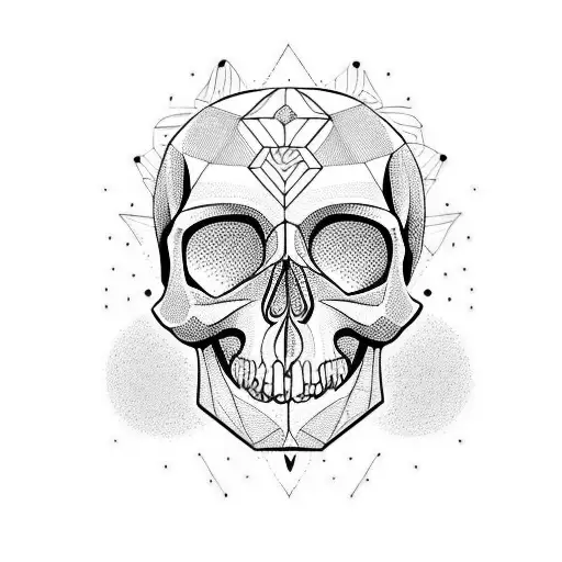skull geometric tattoo design idea