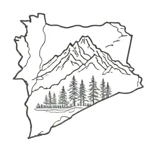 Washington State outline tattoo with mount rainier outline inside with trees and water, about 5 inches large  tattoo design idea