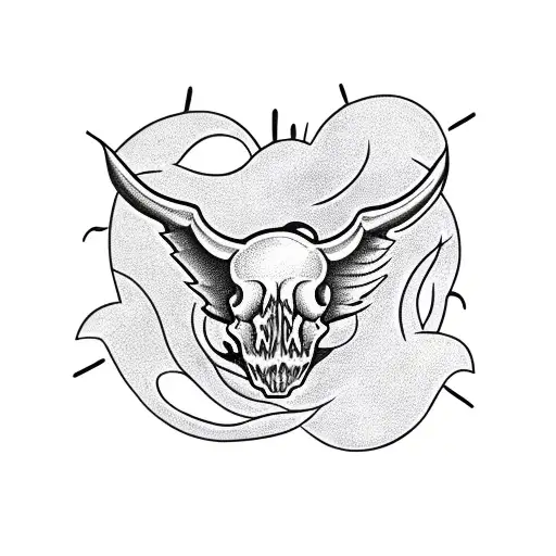 hog skull in vines  tattoo design idea