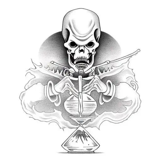 grim reaper holding hourglass tattoo design idea