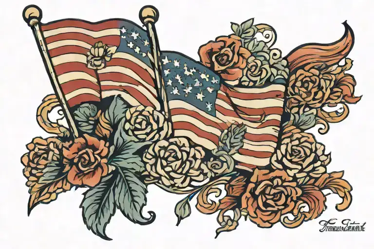 American Flag, In God we Trust tattoo design idea