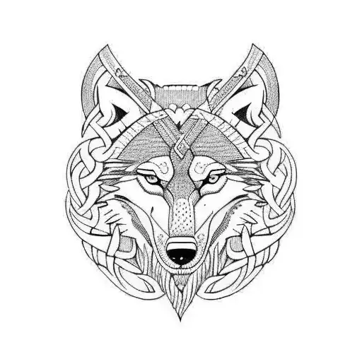 Nordic, viking, wolf tattoo design idea