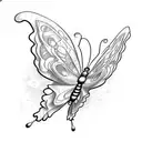 a reborn flying butterfly in library tattoo design idea